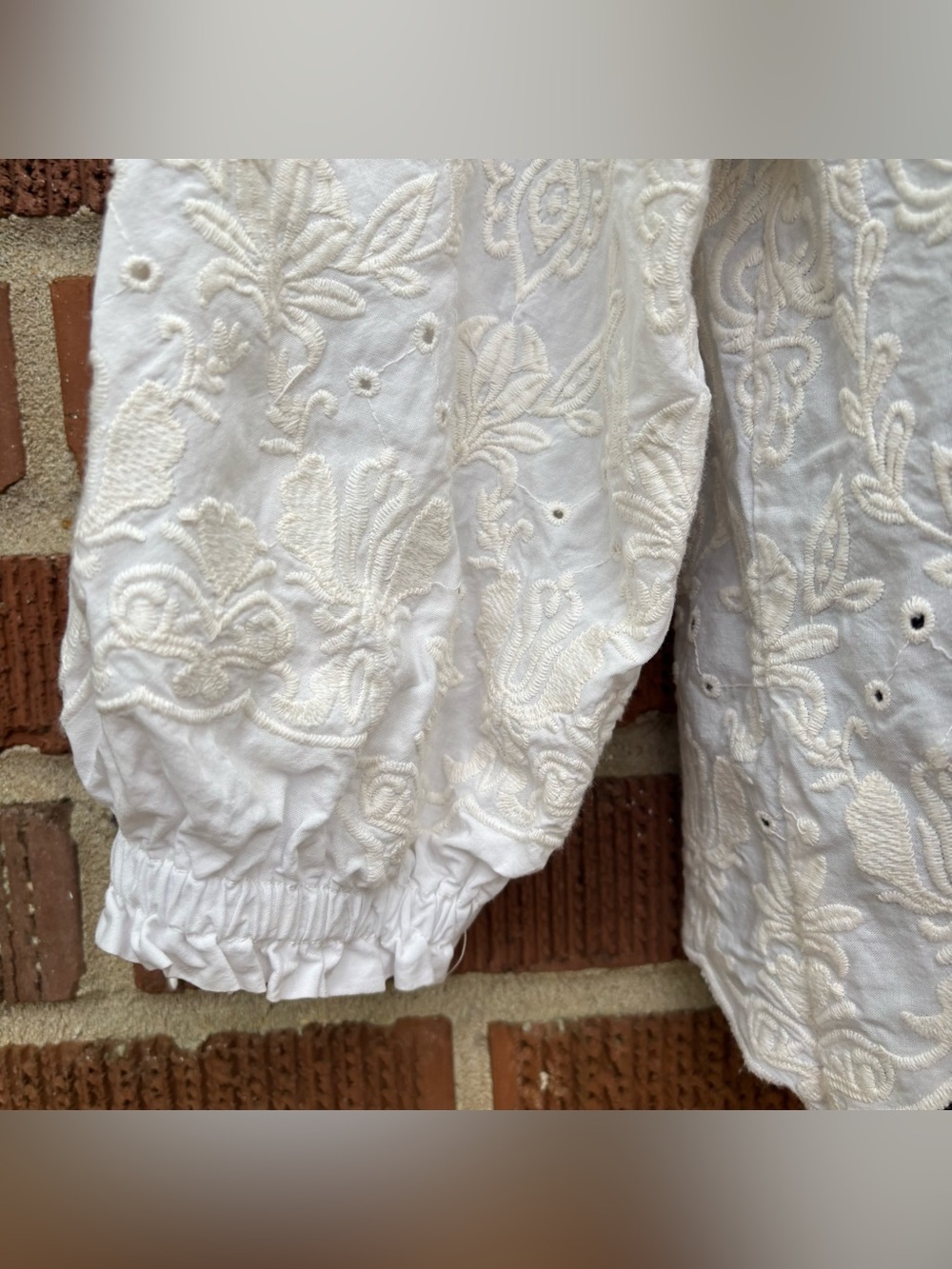 Cactus & Pearl Sz XL Embroidered White Cotton Peasant Boho Romantic Tunic top - Picture 5 of 11